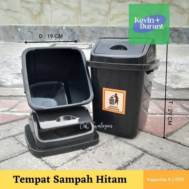 KD 1 Tempat Sampah Hitam 5L / Tempat Sampah Hitam 10L /  Tempat Sampah Indoor Outdoor / Tempat Sampah Tutup / Tempat Sampah Florence Warna Cerahrr