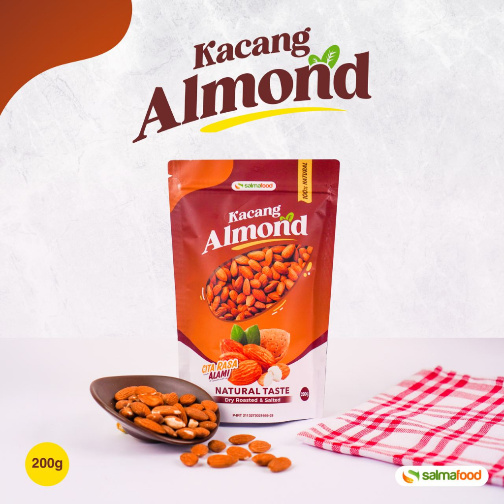 Kacang Almond Panggang Premium Natural Roasted Original