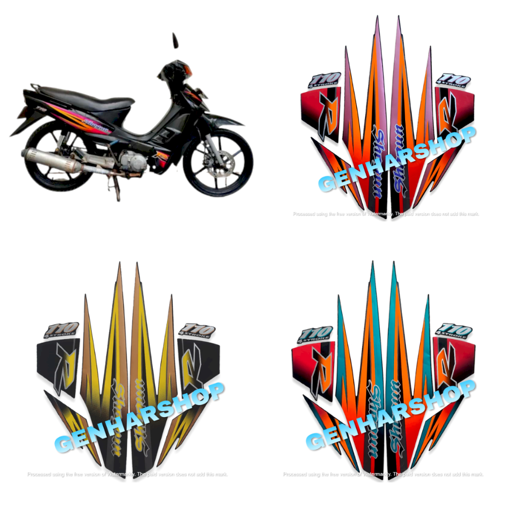 STIKER STRIPING LIS BODY STANDAR MOTOR SUZUKI SHOGUN 110R 1997 / SHOGUN KEBO  SEPASANG FULL SET
