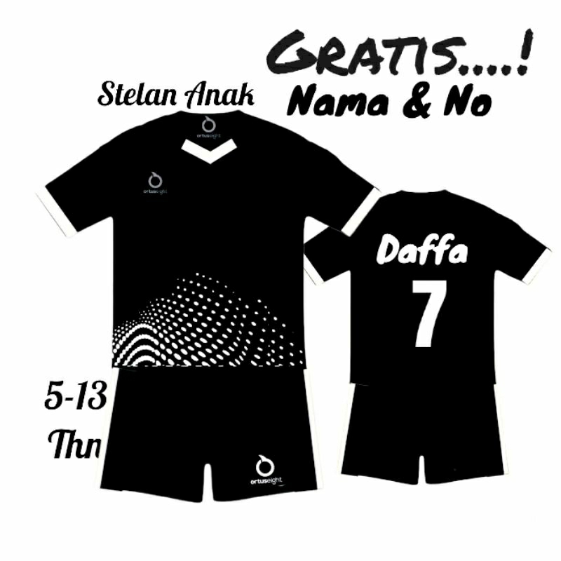 Gratis Sablon Nama Dan No Stelan Baju Olahrga Kaos Bola Futsal Anak Laki/Perempuan Usia 5-13 Tahun  Jersey Volli Baju Badminton Sd/Smp Terbaru Sudah Termasuk Nama Sama Nomor