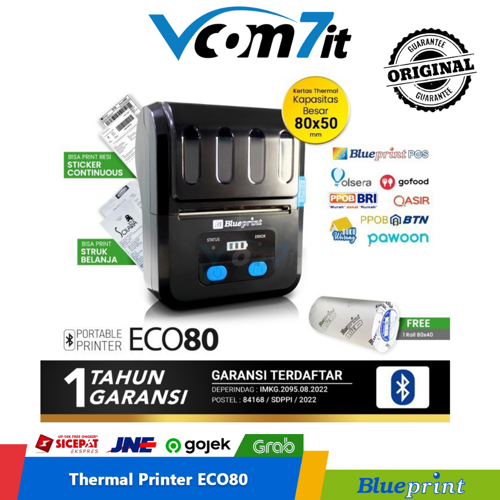 Portable Printer Thermal Label 80 BLUEPRINT BP ECO80 USB + Bluetooth