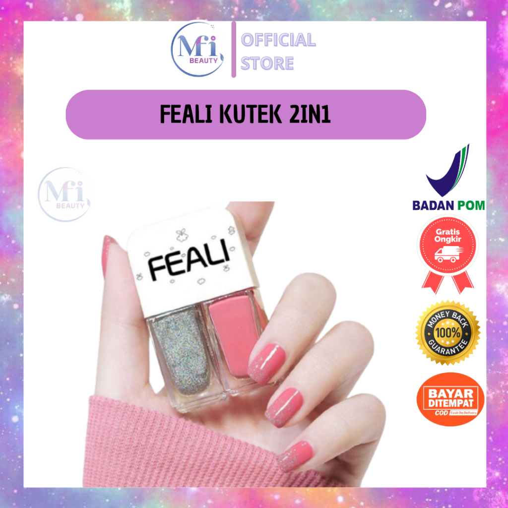 FEALI KUTEK 2IN1 KUTEK HALAL KUTEKS KOREA 2 TONE NAIL POLISH CAT KUKU MUSLIMAH