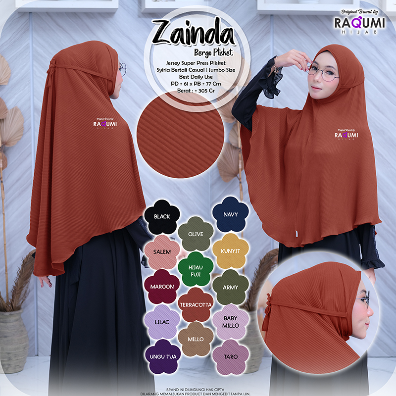 JILBAB PLISKET | TERMURAH | ZAINDA BERGO PLISKET BY RAQUMI HIJAB