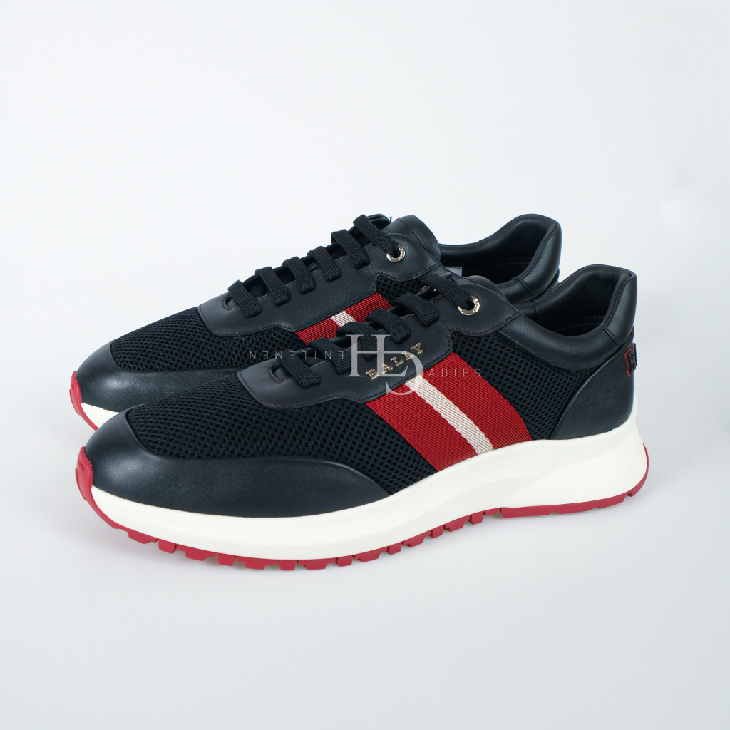 Blly SS23 Daryn 1851 Logo Leather Sneakers Black with Red/White Strip