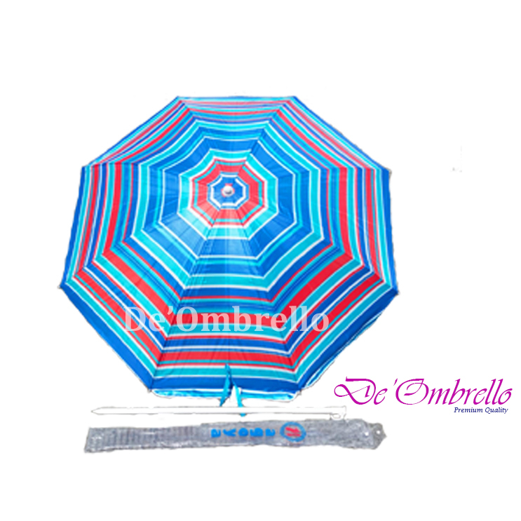 (36G)Payung Pantai 36 INCH Motif Salur Garis Spiral Payung Tenda Cafe Bazaar 180 cm Anti UV
