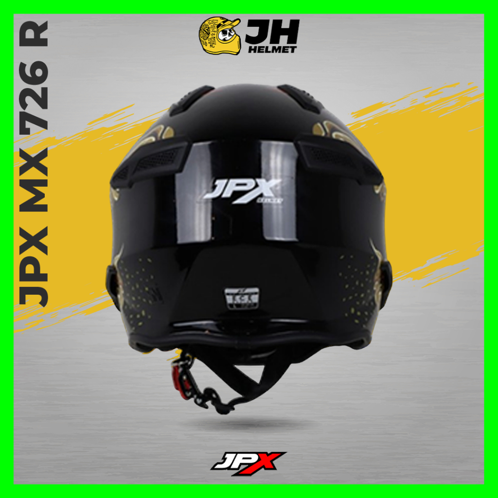 Helm JPX MX 726R MX06 SS Super Black | Black Glossy | Helm Full Face | JUAL HELM