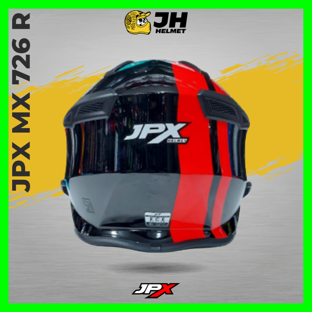 Helm JPX MX 726R MX04 Marz Super Black Red | Black Glossy Red | Helm Full Face | JUAL HELM