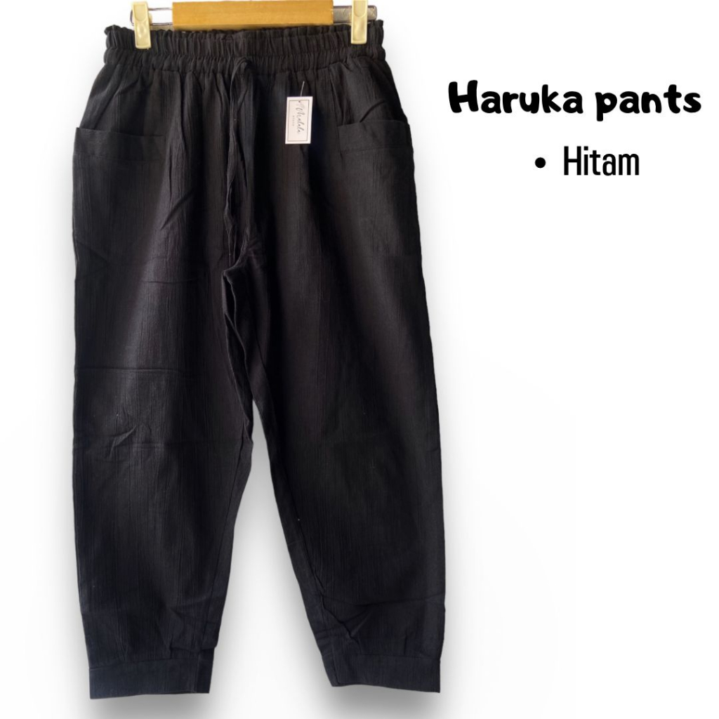 Haruka Pant linen crinkle Premium Celana 7/9 Wanita Murah