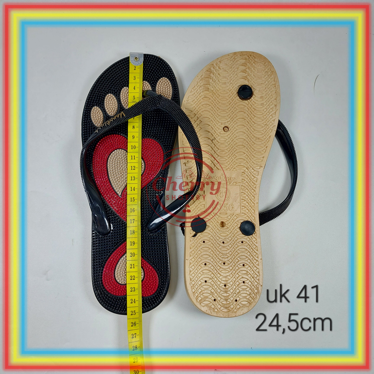 8350-15 Sandal Jepit Rematik Refleksi Verotino Sendal Duri Terapi Akupuntur Motif Telapak Kaki Love