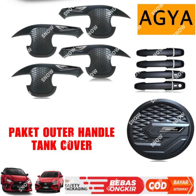 Paket Outer Handle Tank Cover Agya Ayla GR SPORT 2023 2024 2025 UP Hitam Doff