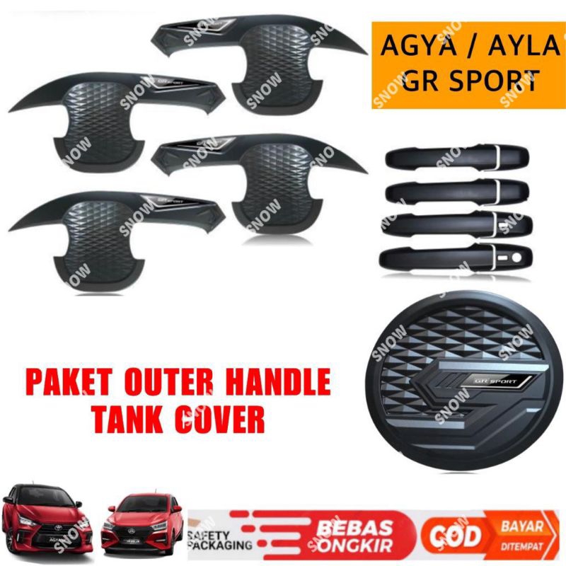 Paket Outer Handle Tank Cover Agya Ayla GR SPORT 2023 2024 2025 UP Hitam Doff