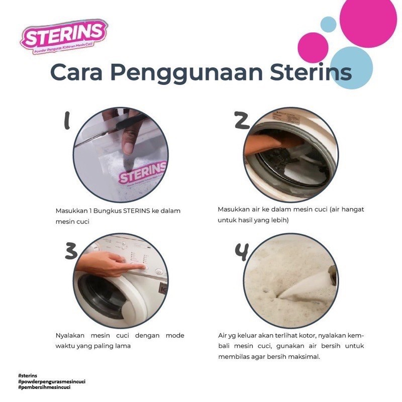 Sterins Pembersih Mesin Cuci Machine Bubuk Powder Penguras Bak Mesin Kotoran Mesin Cuci Anti Bakteri Kuman