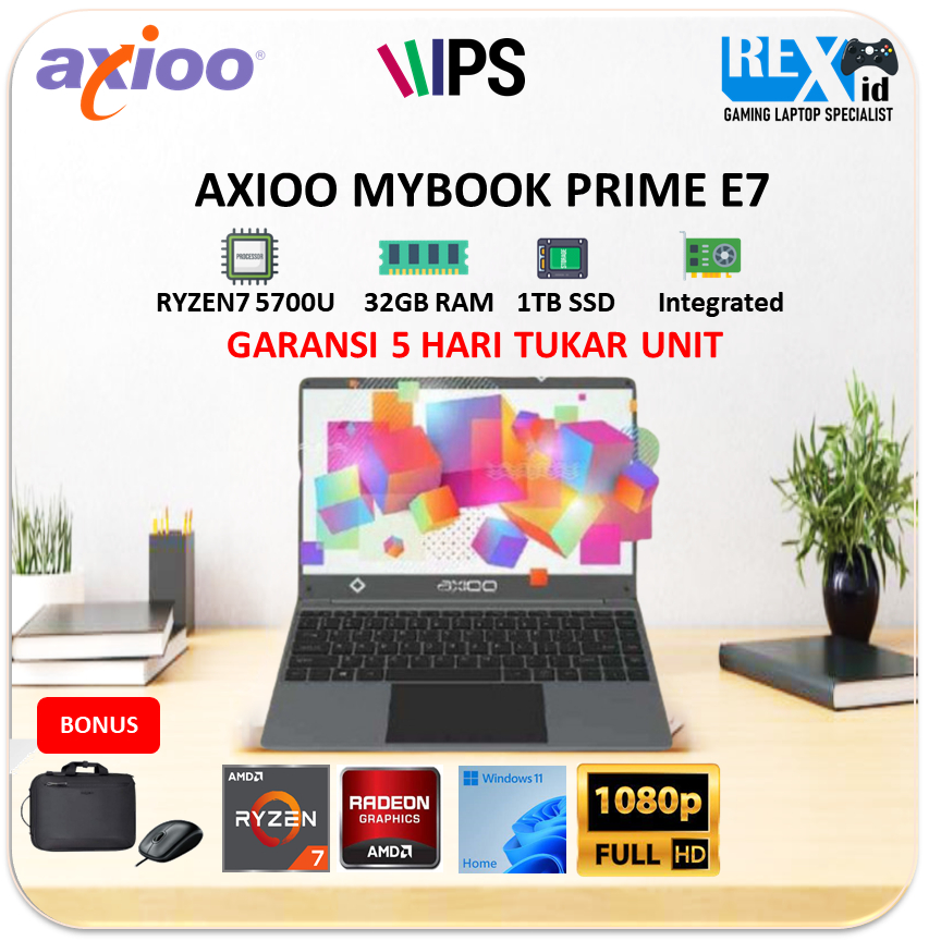 AXIOO MYBOOK PRIME E7 (Ryzen 7 5700u 32gb 1TBssd W11 14.0inch FHD IPS)