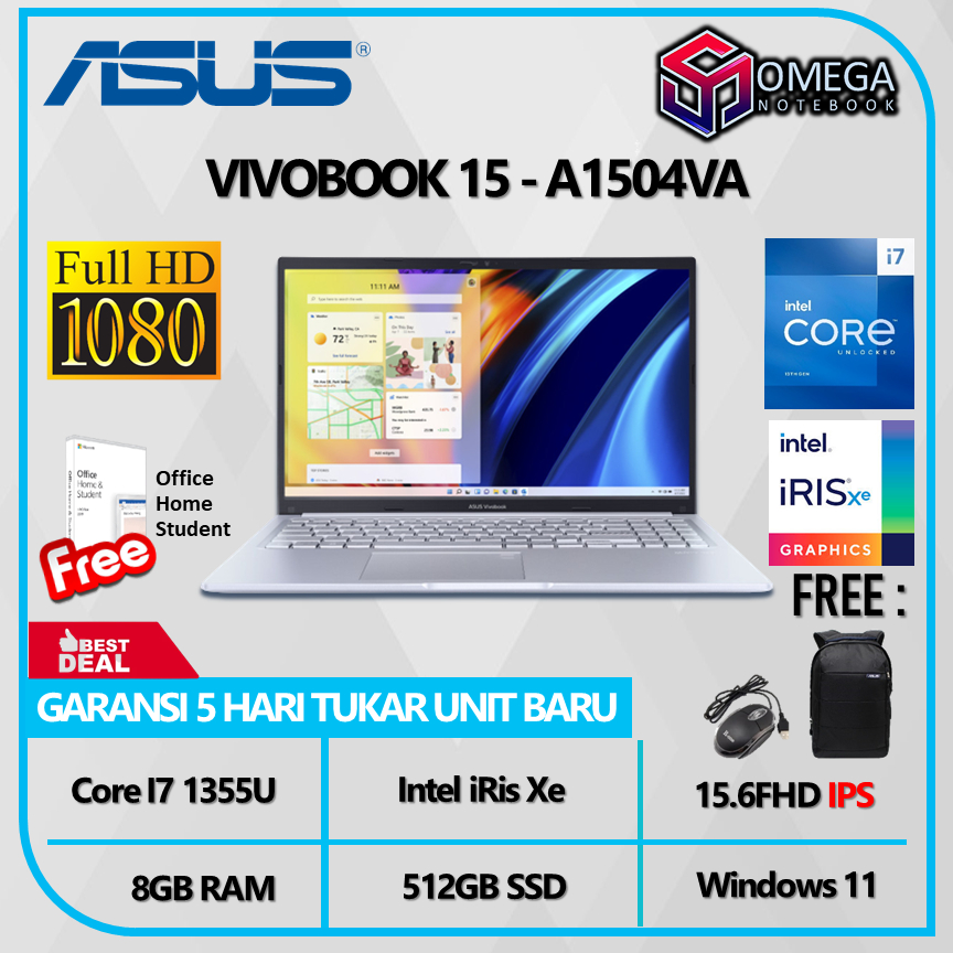 Asus Vivobook 15 A1504VA Core i7 1355U 16GB 512SSD 15.6FHD Windows 11