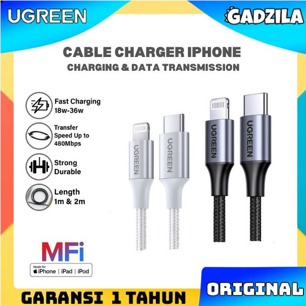 UGREEN Kabel Charger Untuk Apple iPhone 12 13 Pro Max C to Lightning MFI Cable Fast Charging 36W US304