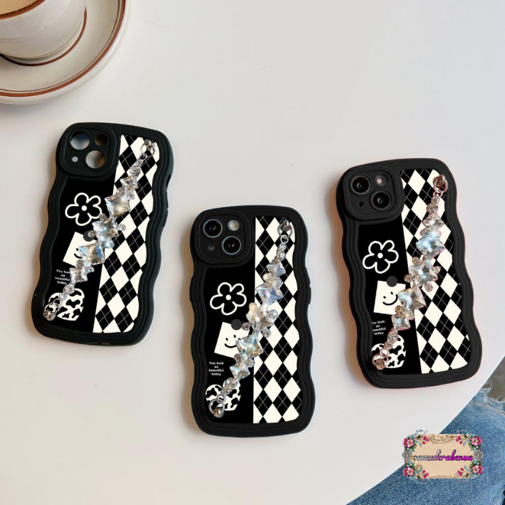 GC34 GC43 CASE CASING SOFTCASE SILIKON WAVY CARACTER RANTAI DIAMOND GRIP FOR SAMSUNG A52 A53 A54 5G SB5667