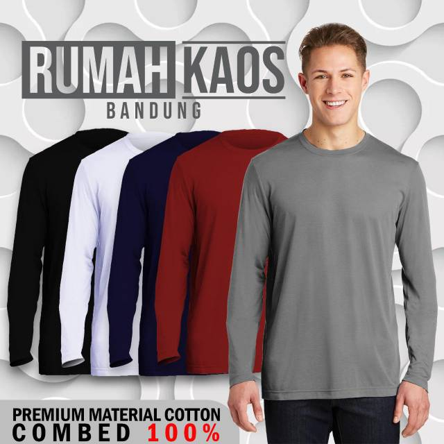 promo baju termurah KAOS POLOS TANGAN PANJANG ATASAN PRIA WANITA LENGAN PANJANG PUTIH UNISEX ROUND NECK LEHER BULAT KATUN PE soft UNISEX