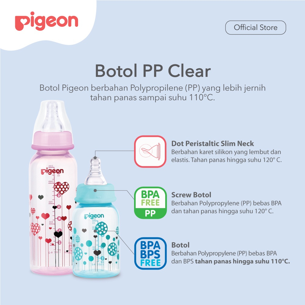 PIGEON Botol Flexible PP RP Clear  (Tersedia varian warna dan ukuran)