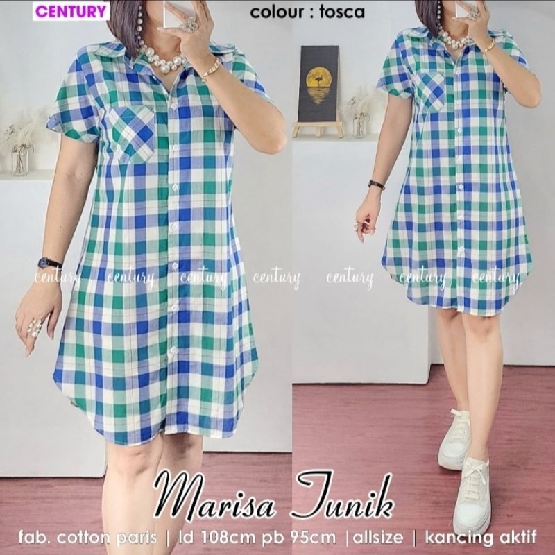 Baju Atasan Wanita Tunik Marisa Motif Kotak kotak Busui