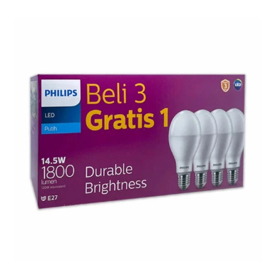 Philips Paket Lampu LED MyCare 14,5 W Putih Bulb (Isi 4 Pcs)PROMO GARANSI