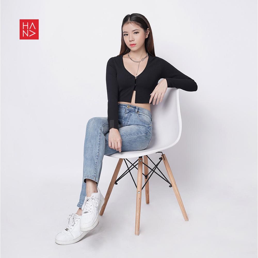 HanaFashion JKT - Vanessa Crop Top Rib Knit Cardigan Long Sleeve - CT334