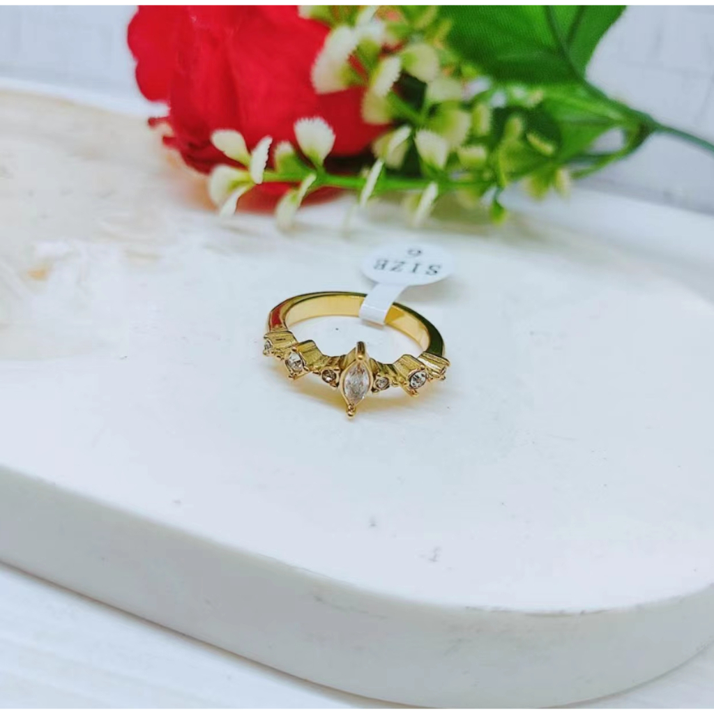Cincin Titanium Permata Anti Karat Perhiasan Fashion R645 R646