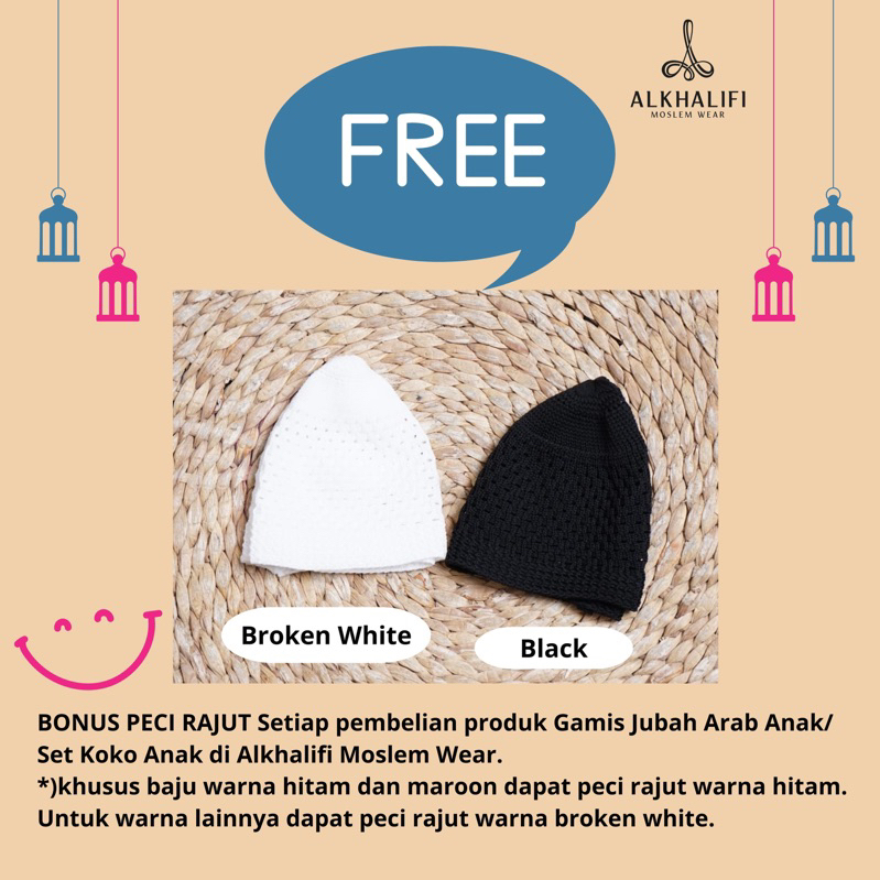 Alkhalifi - Qomis Jubah Arab Anak AN NABAWI (Hitam)