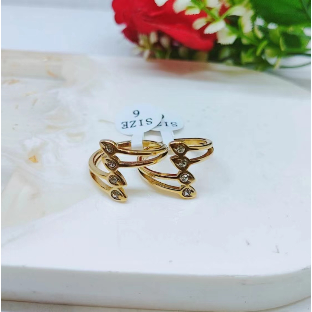 Cincin Titanium Permata Anti Karat Pehiasan Fashion R646 R647