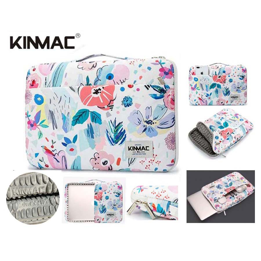 Tas Laptop Macbook KINMAC Handstrap flower motif Shockproof 13 14 15 16 inch