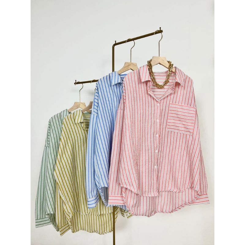 GBF | Kemeja Wanita Salur // Atasan Wanita Motif Salur Garis Garis