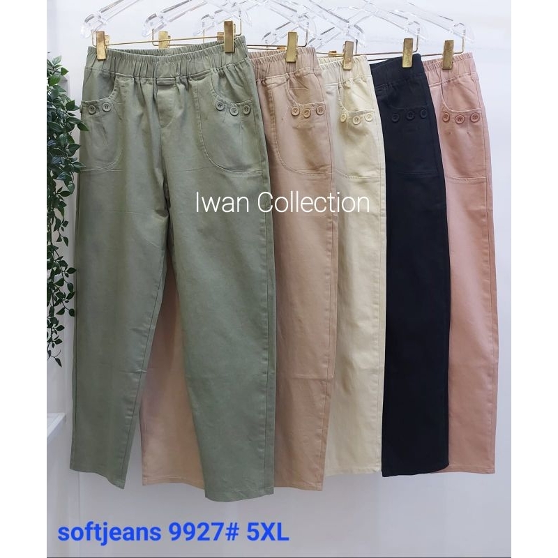 9927# ( XL, 2XL, 3XL, 5XL ) Celana Wanita Soft jeans import premium COOPER