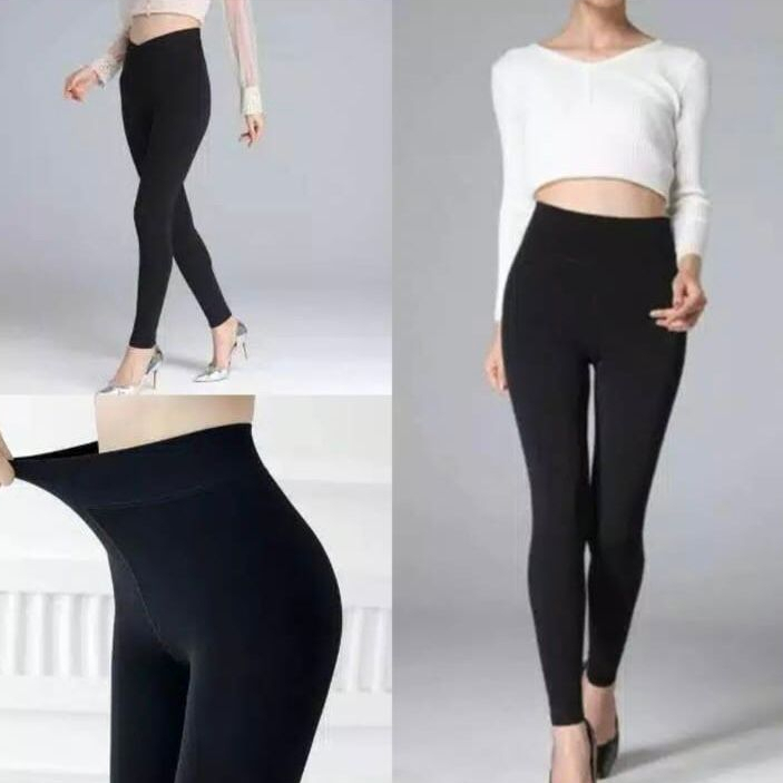 LEGGING IMPORT HIGHWAIST POLOS HITAM / LEGING BAHAN KAOS SUPER STRETCH / LEJING FIT TO XXL