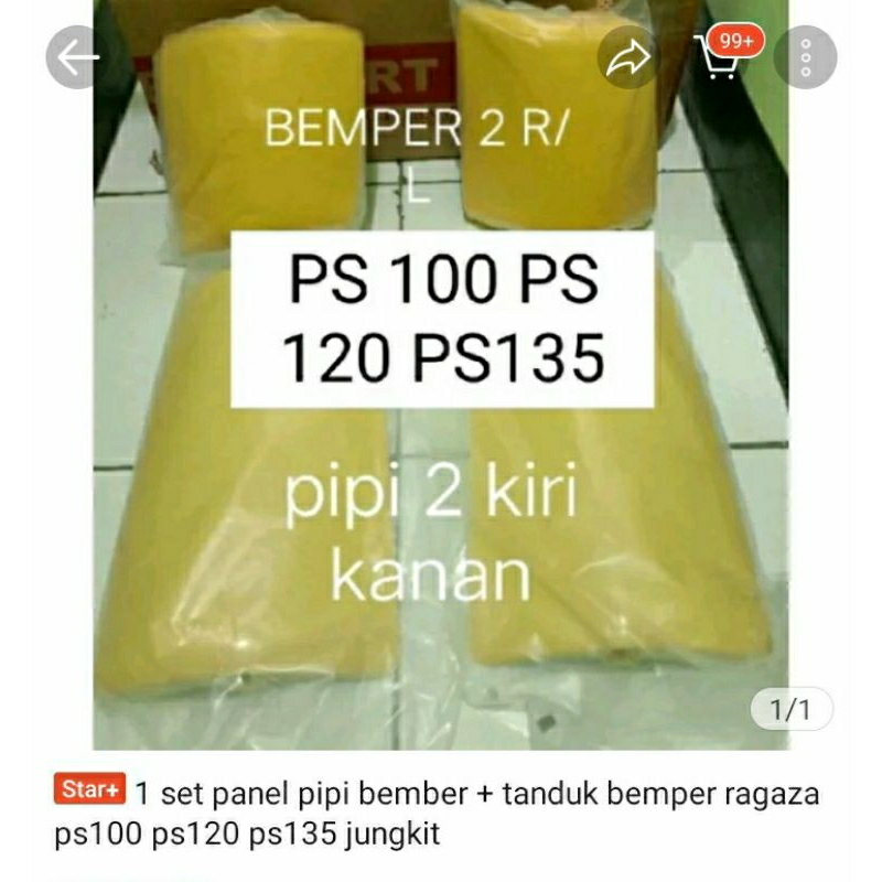 1set tanduk bemper dan pipi ragasa ps100 ps120 ps135 plastik warna kuning yah bos harga untul 4biji 