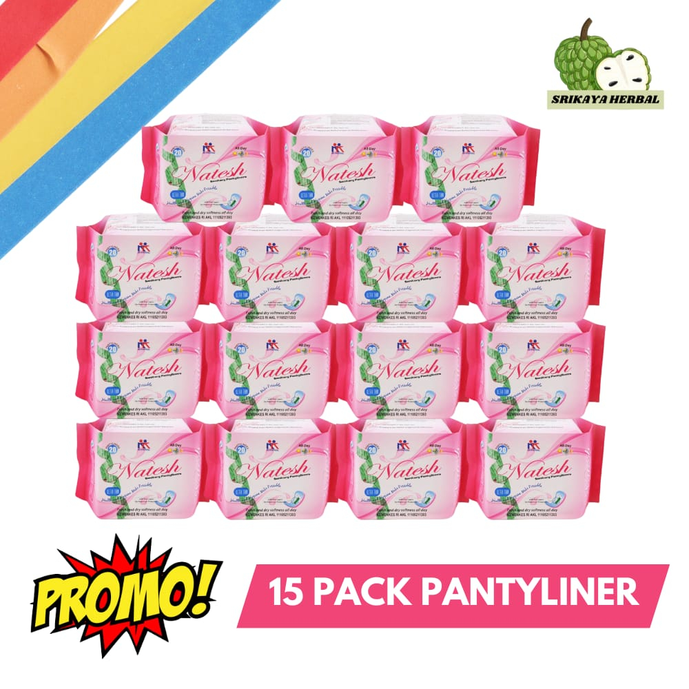 Pembalut Natesh Pantyliner 15 pak Paket Hemat 6
