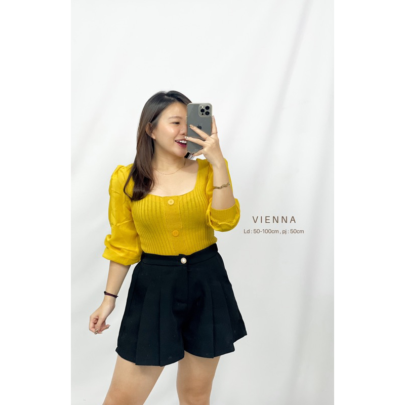 MDLV ~ VIENNA PJ RAJUT BLOUSE KOREA BLOUSE WANITA BLOUSE RAJUT ATASAN LENGAN PANJANG FASHION WANITA