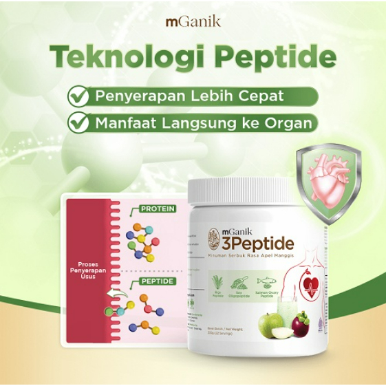 Mganik 3Peptide 330gr / Suplemen Jantung Kesehatan Kardiovascular 3 Peptide 330 gr