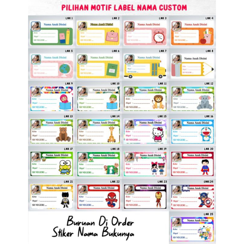 Stiker Label Nama | Label mata pelajaran | Label buku