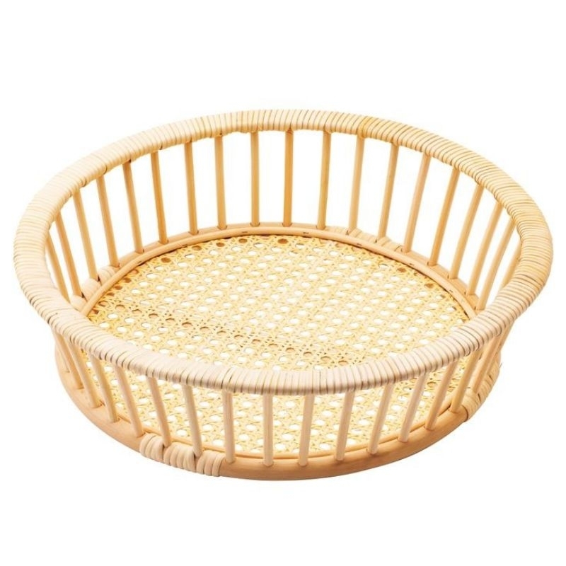 tray bulat rotan minimalis/keranjang rotan bulat