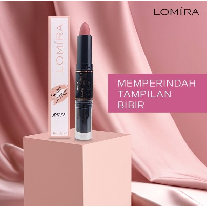 Lomira Double Lipstick Matte 2in1 Pelembab Bibir Make Up Lipstik BPOM