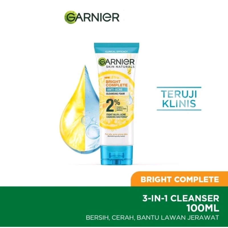 GARNIER BRIGHT COMPLETE ANTI ACNE CLEANSING FACIAL FOAM - FACIAL WASH