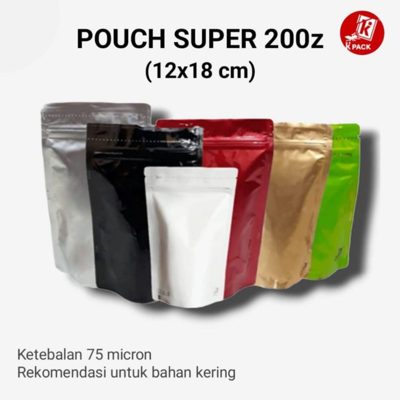 PLASTIK STANDING POUCH FULL FOIL 200 GRAM
