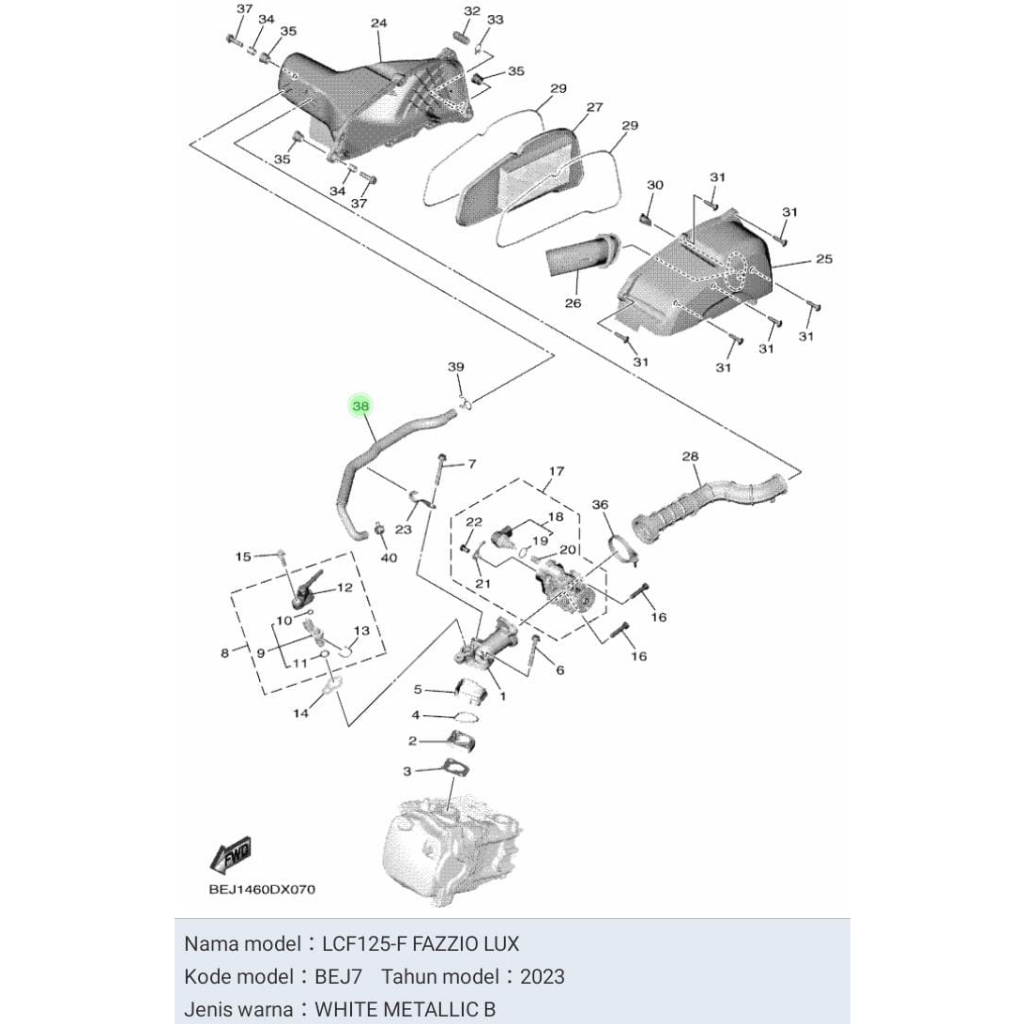 SELANG HAWA UDARA PIPE BREATHER FAZZIO ASLI ORI YAMAHA B7J E1166 00