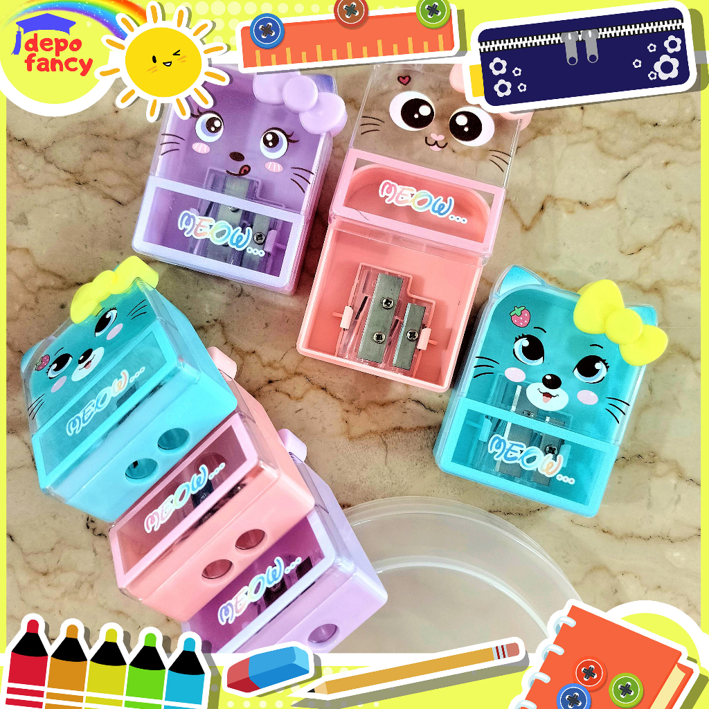 

Rautan Pensil 2 Lubang Cat Meow No. 5857 [1SET@2PCS] / Ongotan Pensil / Peruncing Pensil / Sharpener / Sleper Pensil