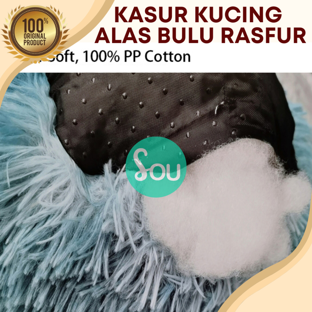 Kasur Tidur Kucing Anjing Alas Kandang Bahan Kain Bulu Rasfur Uk.42x32