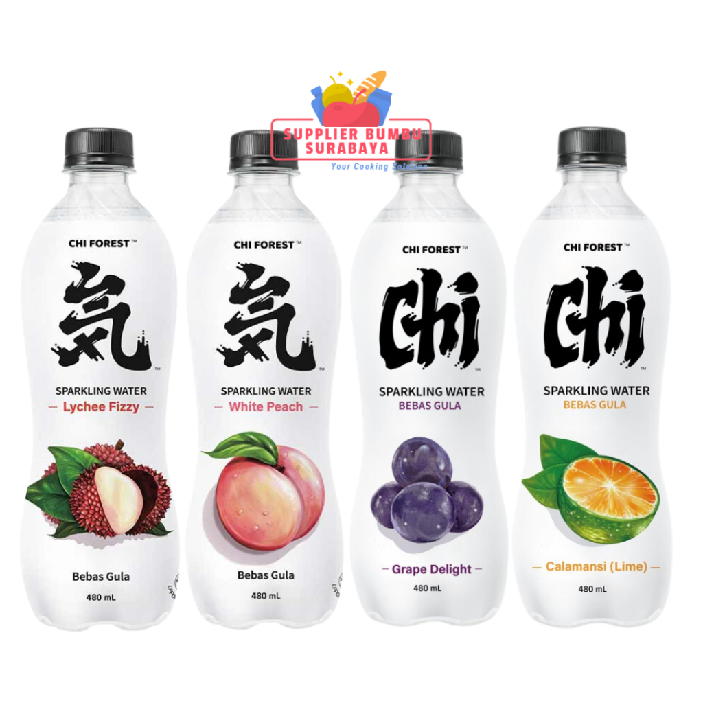 Chi Forest Sparkling Water Lychee Fizzy White Peach 480 ml Bebas Gula