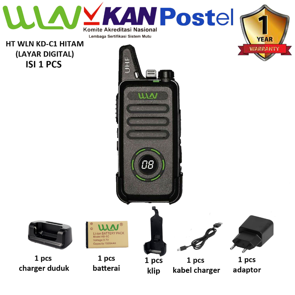 HT Satuan kd-c1 dengan layar digital hitam (isi 1pcs)