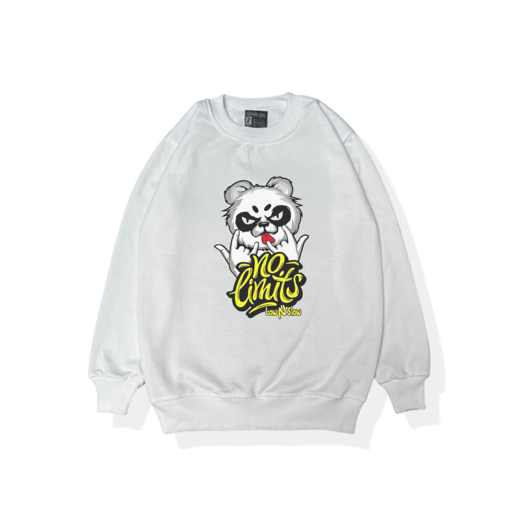 Sweater Crewneck Polos Sablon Panda White | Crewneck Panda| Sweatshirt Panda Wahite| Crewneck Panda Pria