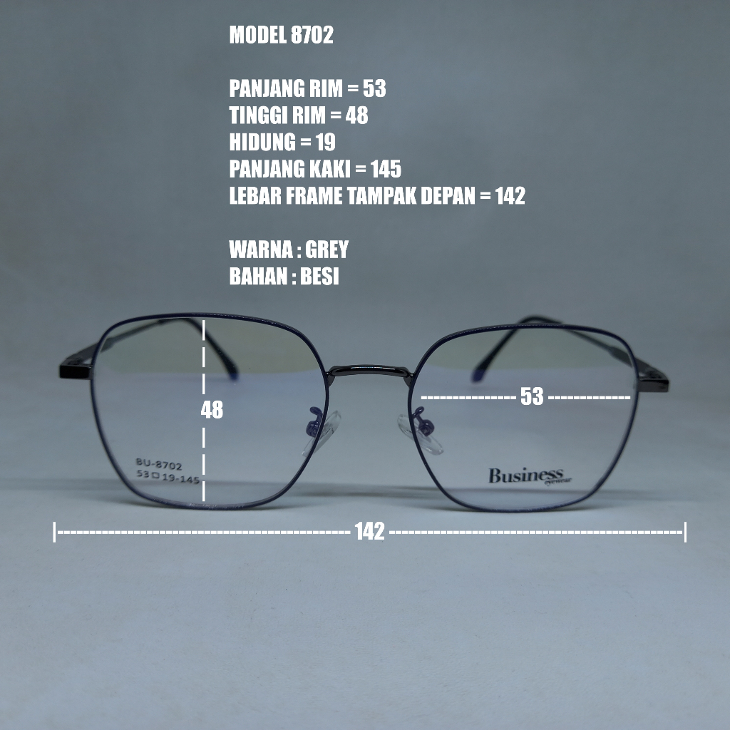 FRAME KACAMATA 8702 BESI PRIA WANITA CEWEK COWOK