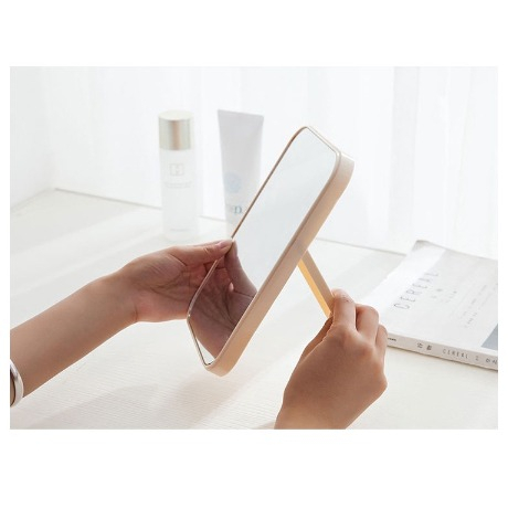 DHIO - Cermin Lipat Persegi Portable / Standing Beauty Mirror Kaca Duduk Untuk Rias Makeup Wajah / Foldable Vanity Mirror Cermin Meja Untuk Souvenir Pernikahan Kosmetik Travelling Travel Mini Slim