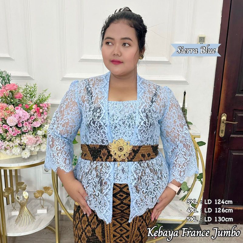 JUMBO Kebaya Semi Italy Metalik Lengan Lonceng 3XL 4XL 5XL ( Ld 116 - 132 )